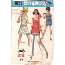 Vintage Sewing PATTERN Simplicity 8259, Jiffy Misses Petite 1969 Mini Dress - $8.80