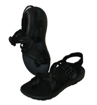 Chaco Toe Wrap Contour Sandals Womens 6 Black Strappy Comfort Footbed Flats - £23.89 GBP