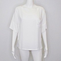 Babaton Aritzia Blouse Short Sleeve Top Off White Semi Sheer Small - £16.88 GBP