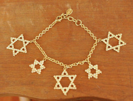 Noir Hanukkah Star David Jewish Bling Crystal Rhinestone Goldtone Charm ... - $149.99