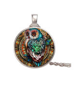 Handcrafted ~ Multi-colored OWL ~ Silver Hardware ~ Alloy ~ 10.75&quot; Long ... - $14.96