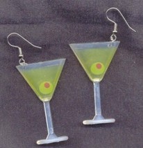 Huge Funky MARTINI GLASS EARRINGS Cocktail Beach Party Bar Drink Novelty... - £4.79 GBP