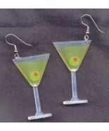 Huge Funky MARTINI GLASS EARRINGS Cocktail Beach Party Bar Drink Novelty... - £4.69 GBP