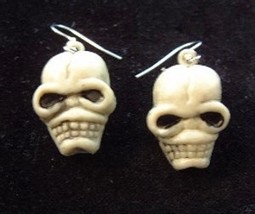 ZOMBIE SKULL EARRINGS-Gothic Pirate Reaper Costume Funky Jewelry - £4.81 GBP