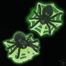 SPIDER &amp; WEB BUTTON EARRINGS-Gothic Witch Fun Funky Jewelry-GLOW - £4.67 GBP