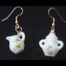 China Sugar Bowl &amp; Creamer Earrings Set Coffee Tea Drink Jewelry - $8.97