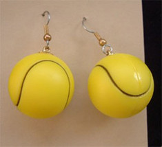 TENNIS BALL SOFTBALL EARRINGS-Game Court Charm Funky Jewelry-BIG - $5.97