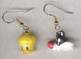 Tweety Sylvester Earrings Looney Tunes Resin Funky Jewelry Heads - £5.21 GBP