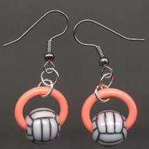 VOLLEYBALL BEAD EARRINGS-Referee Team Coach Gift Jewelry -ORANGE - $5.97