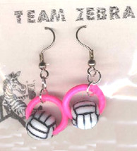 VOLLEYBALL BEAD EARRINGS-Referee Team Coach Gift Jewelry-HT PINK - $5.97