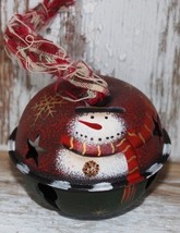  47083R - Snowman with Top Hat Red/Green  Bell Metal Christmas Ornament  - £2.32 GBP
