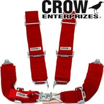 Crow Enterprizes Quick Release Red Seat Belt 3 Inch Lap 3 Inch Shoulders 4 Point - £89.12 GBP