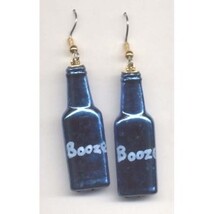 BOTTLE of BOOZE LIQUOR EARRINGS - Bartender Jewelry - BLUE - $73.09 MXN