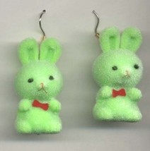 BUNNY FUZZY EARRINGS-Easter Rabbit Toy Charm Funky Jewelry-GREEN - £4.77 GBP