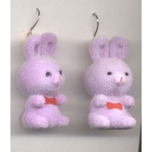 BUNNY FUZZY EARRINGS-Easter Rabbit Toy Charm Funky Jewelry-PURPL - £4.77 GBP