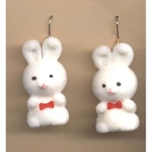 BUNNY FUZZY EARRINGS-Easter Rabbit Toy Charm Funky Jewelry-WHITE - $6.97