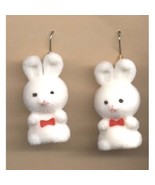 BUNNY FUZZY EARRINGS-Easter Rabbit Toy Charm Funky Jewelry-WHITE - $6.97