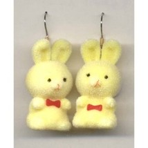 BUNNY FUZZY EARRINGS-Easter Rabbit Toy Charm Funky Jewelry-YELLO - £4.77 GBP