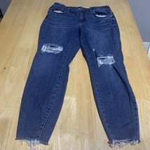 Judy Blue Skinny Jeans Buffalo Plaid Patch Blue Distressed 14/27 Holiday... - $397.74 MXN