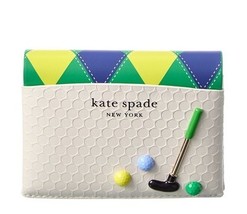 Kate Spade Golf Tee Time Leather Card Case - White Multi - $120.00