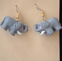 ELEPHANT EARRINGS-Resin Good Luck Trunk Up Lucky Charm Jewelry - £5.50 GBP