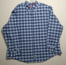 IZOD Men&#39;s Button Down Shirt ~ Sz 3XL ~ Blue and Red Plaid ~Long Sleeve - £17.97 GBP