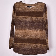 N Touch Women s Brown Stripe Pull Over Sweater Size Small - $14.32
