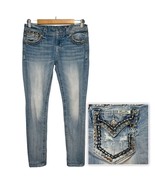 Miss Me Easy Ankle Skinny Distressed Embroidered Faux Flap Pocket Denim ... - $43.55