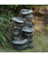 4-Tier Stone Water Fountain: 19x15x31.5&quot; LED - $6,013.75 MXN