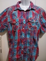 BKE Vintage Standard Fit Plaid Short Sleeve Button Up Down Shirt Men&#39;s Size L - £11.62 GBP