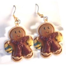 GINGERBREAD MAN STAR EARRINGS-Resin Cookie Gift Ornament Jewelry - $128.55 MXN