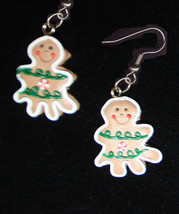 GINGERBREAD MAN TREE EARRINGS-Holiday Cookie Christmas Jewelry - £5.57 GBP