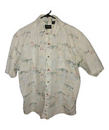 Shaver Lake Outfitters Mens L Shirt Ivory Button Down Fish 100% Cotton E... - $54.33 CAD