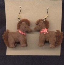 PONY HORSE FUZZY EARRINGS - Stable Equestrian Jewelry - BROWN - £5.51 GBP