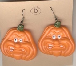 Pumpkin Jack O Lantern Creepy Earrings Halloween Funky Jewelry D - £3.96 GBP