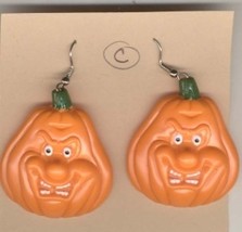 Pumpkin Jack O Lantern Spooky Earrings Halloween Funky Jewelry C - £3.97 GBP