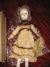 Vintage 80&#39;s Porcelain Doll w/ Dress &amp; Hat Blonde Hair - £21.65 GBP