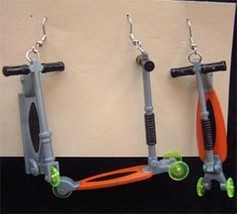 SCOOTER BIKE TOY EARRINGS-Funky Outdoor Play Charm Jewelry-1-PR - £3.12 GBP