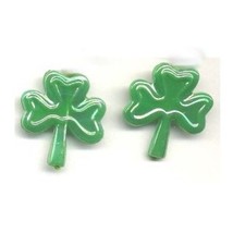 SHAMROCK BUTTON EARRINGS-Irish St Patrick&#39;s Jewelry-Pearl Green - $3.97