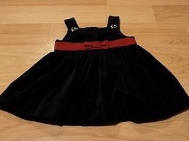 Size 3-6 Months Gymboree Black Velour Jumper Dress Red Sash Polka Dot Bu... - $16.00