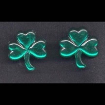 Shamrock Jewel Button Earrings Irish Lucky Charm Funky Jewelry - £5.57 GBP