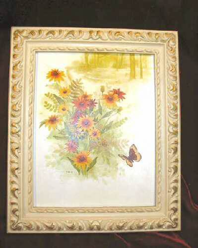 Vintage Chic Framed Art Print Sunflower Butterfly Shabby - $38.00