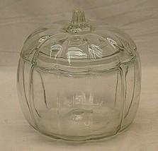 Pumpkin Candy Dish Halloween Treat Jar Clear Glass Autumn Fall Decorativ... - £31.10 GBP