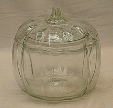 Pumpkin Candy Dish Halloween Treat Jar Clear Glass Autumn Fall Decorative Bowl - £31.91 GBP