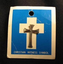 Vintage Christian Witness Symbol Cross Lapel Pin Silver Pewter - £17.30 GBP