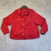Torrid Jacket 4 Women 4XL Red Button Up Denim Trucker Jean Jacket Plus - $16.83