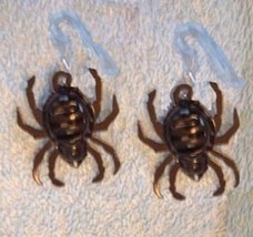 SPIDER BELL EARRINGS - BLACK WIDOW -Halloween Wicca Punk Jewelry - £7.09 GBP