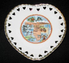 Vintage Heart Shape Florida Souvenir Plate Kenmar Japan - £21.58 GBP