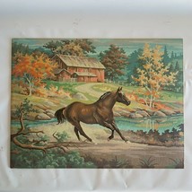 Vintage Horse Barn Pasture PAINT BY NUMBER Mid Century Painting Ready to... - £78.10 GBP