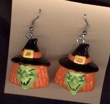 WITCH DECAPITATED HEAD EARRINGS-Gothic Halloween Costume Jewelry - £3.97 GBP
